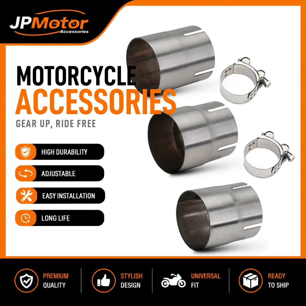 Universal Exhaust Reducer Adapter 48/51mm Inlet, Fits 52-64mm Motorcycle Muffler Pipe for Scooter ATV