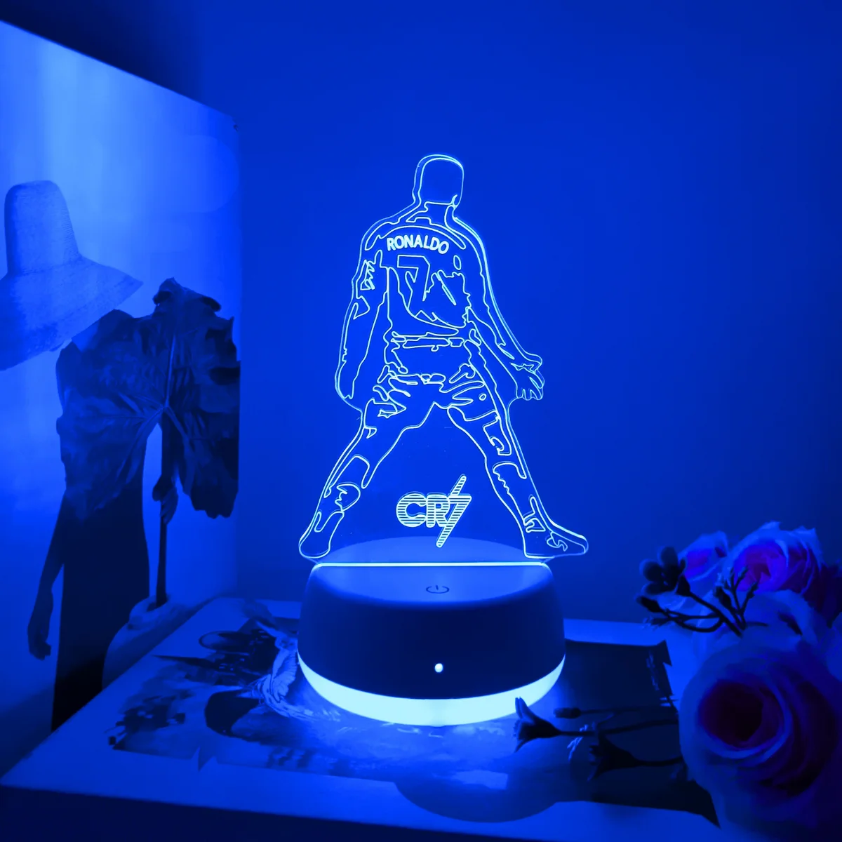 1pc athlete shaped 3D night light, USB powered touch switch with seven color conversion, uniform light, soft lighting