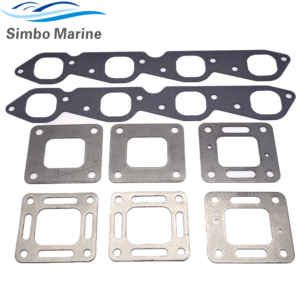 Exhaust Wet Joint Manifolds Bellow Kit With Gasket Kits For MerCruiser V8 GM 454 502 22-806926A1 27-46820 27-863726 32-90949T