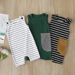 2023 Baby Boys Girls Clothes Newborn Romper Infant Jumpsuit Summer Cotton Striped Patchwork Rompers Cool Shorts  Baby summer clo