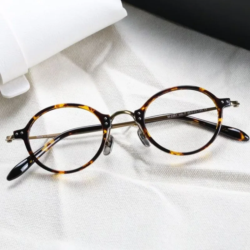 New Retro Round Plate Men's And Women's Eyeglass Frames Suitable For Height Anti Blue Light Optical Prescription Frame M2316