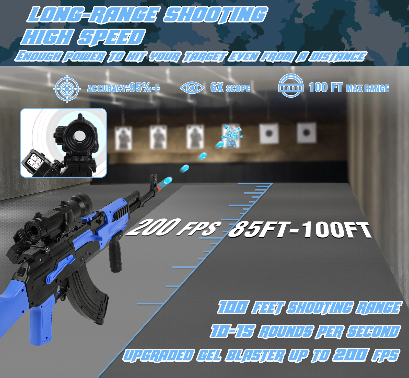 자동 및 수동 블래스터 AK 장난감, 롤러 자석 슈팅 게임, 14 세 이상 블루, 2 가지 모드