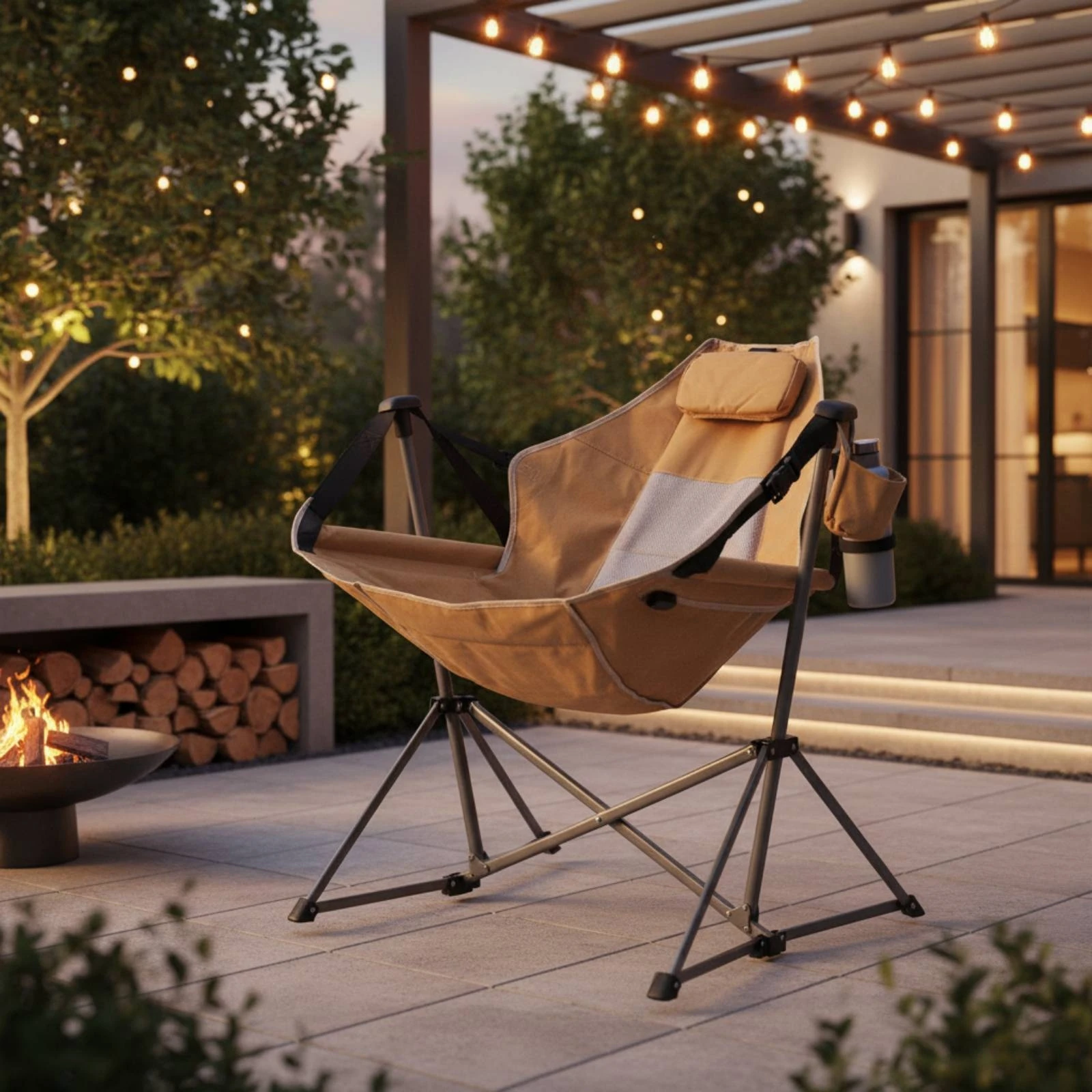 

Foldable Rocking Chair Lightweight Folding Rocking Chair Outdoor Seating Breathable Heavy-Duty Frame for Patio