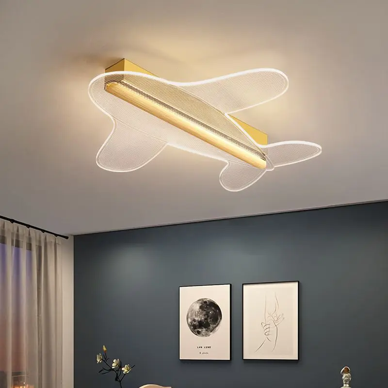 Modern minimalist boy and girl cartoon airplane children's room lights, ceiling mounted lamps for rooms