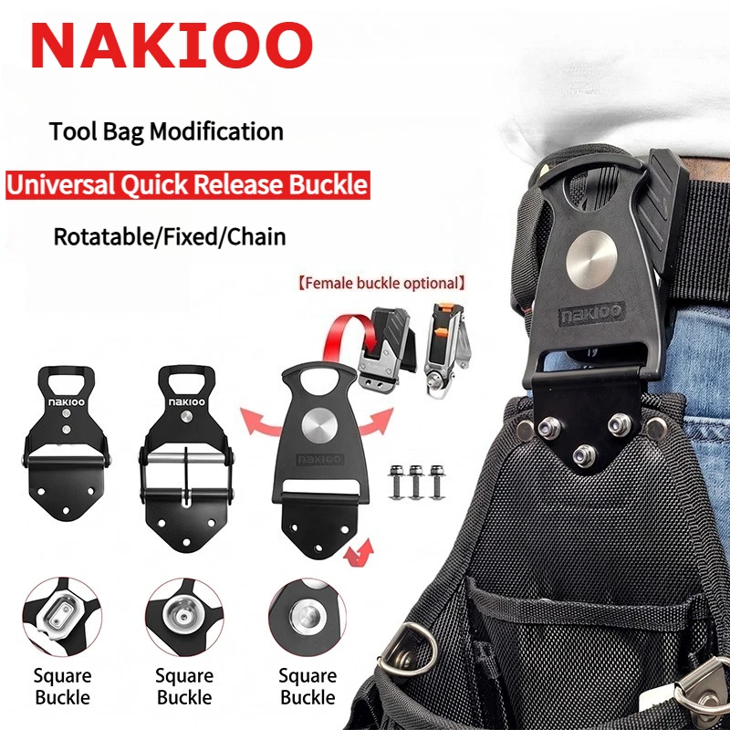 NAKIOO Swivel Quick Attach Buckle Tool Bag Modification Accessory Rotatable Waist Pouch Hook for Electrician Tool Belt Bracket