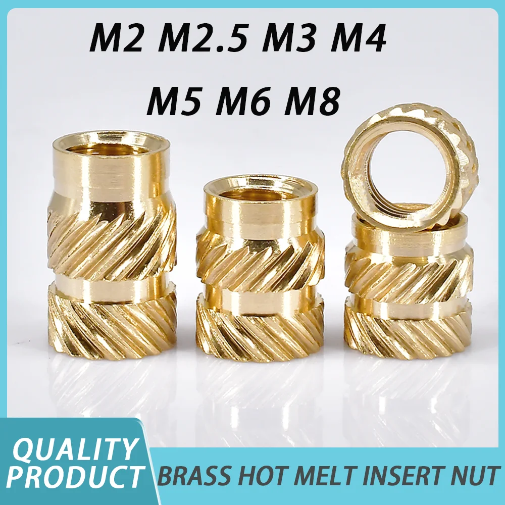 M2 M2.5 M3 M4 M5 M6 M8 Heating Brass Insert Nut Double Twilled Knurled Threaded 3d Printer Inserts Hot Melt Nuts Soldering Tips