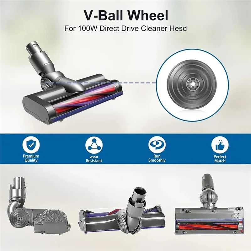 ABBK-V-Ball Wheels For Dyson V10 V11 V15 Vacuum Cleaner 100W Direct Drive Cleaner Head Wheel Replacement Accessories