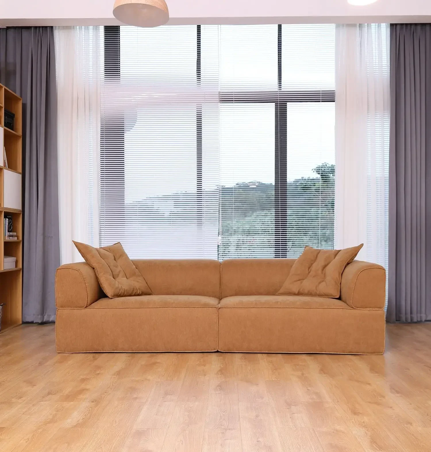 

A Fashion Small Apartment Living Room Furniture Couch Modern Two Seater Velvet Fabric Sofa Set