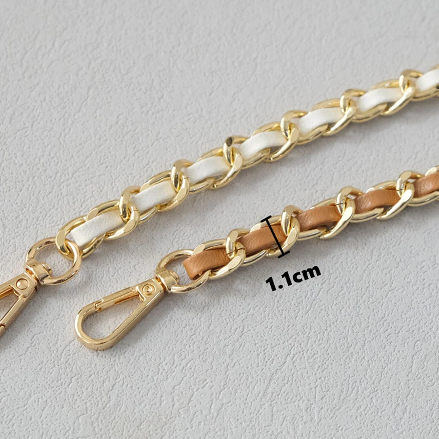 Bag Chain+Leather Small Metal Detachable Length Replacement Shoulder Strap High-end Shoulder Strap Accessories Diy Bag Strap ﻿