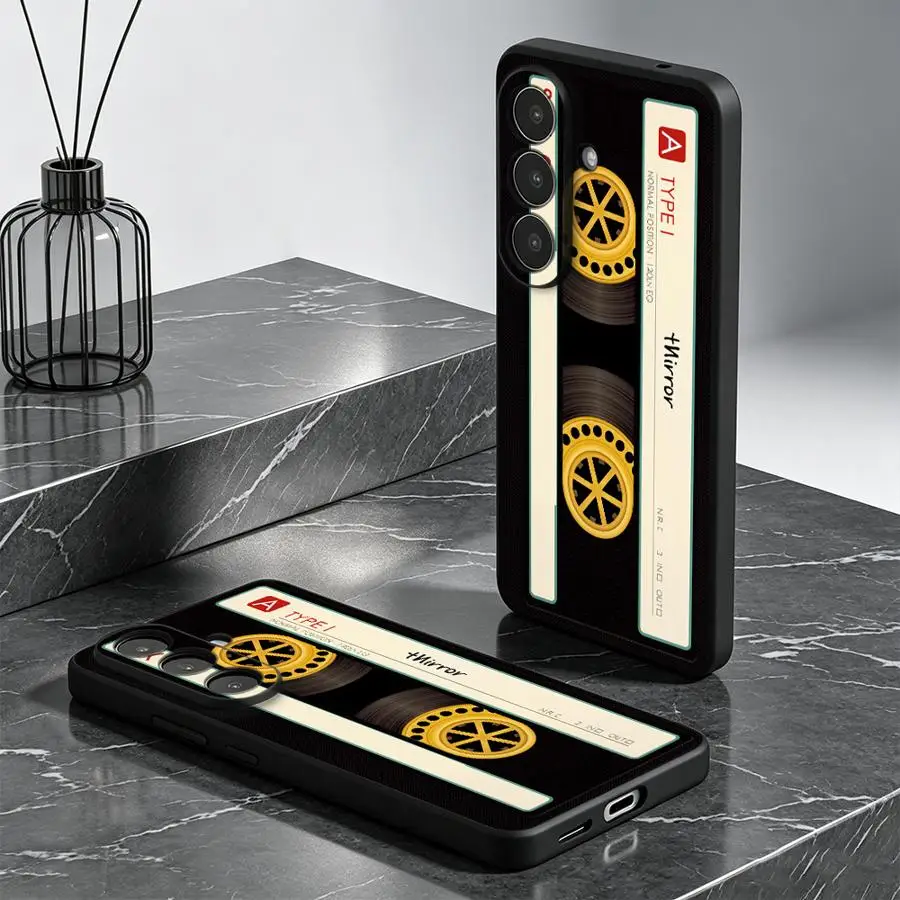 Golden Reel Cassette Phone Cover Case for Samsung Galaxy A57 A53 A17 A55 A52 A36 A15 A73 A51 A37 A06 A25 A16 A23 A05 A12 A41 A50