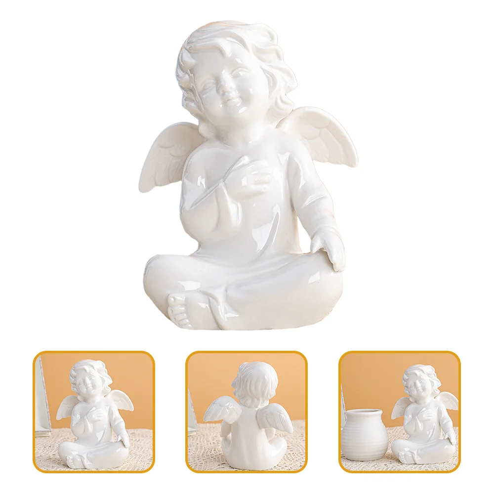 

Creative Ceramic Angel Adornment for Home Decor Tabletop Decoration Gift for Family Friends Wedding Christmas Holiday Present