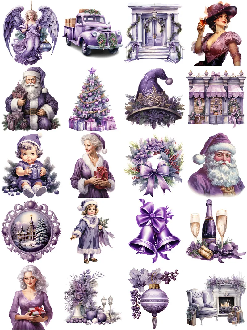 Purple Christmas Stickers Crafts And Scrapbooking stickers kids toys book Decorative sticker DIY Stationery