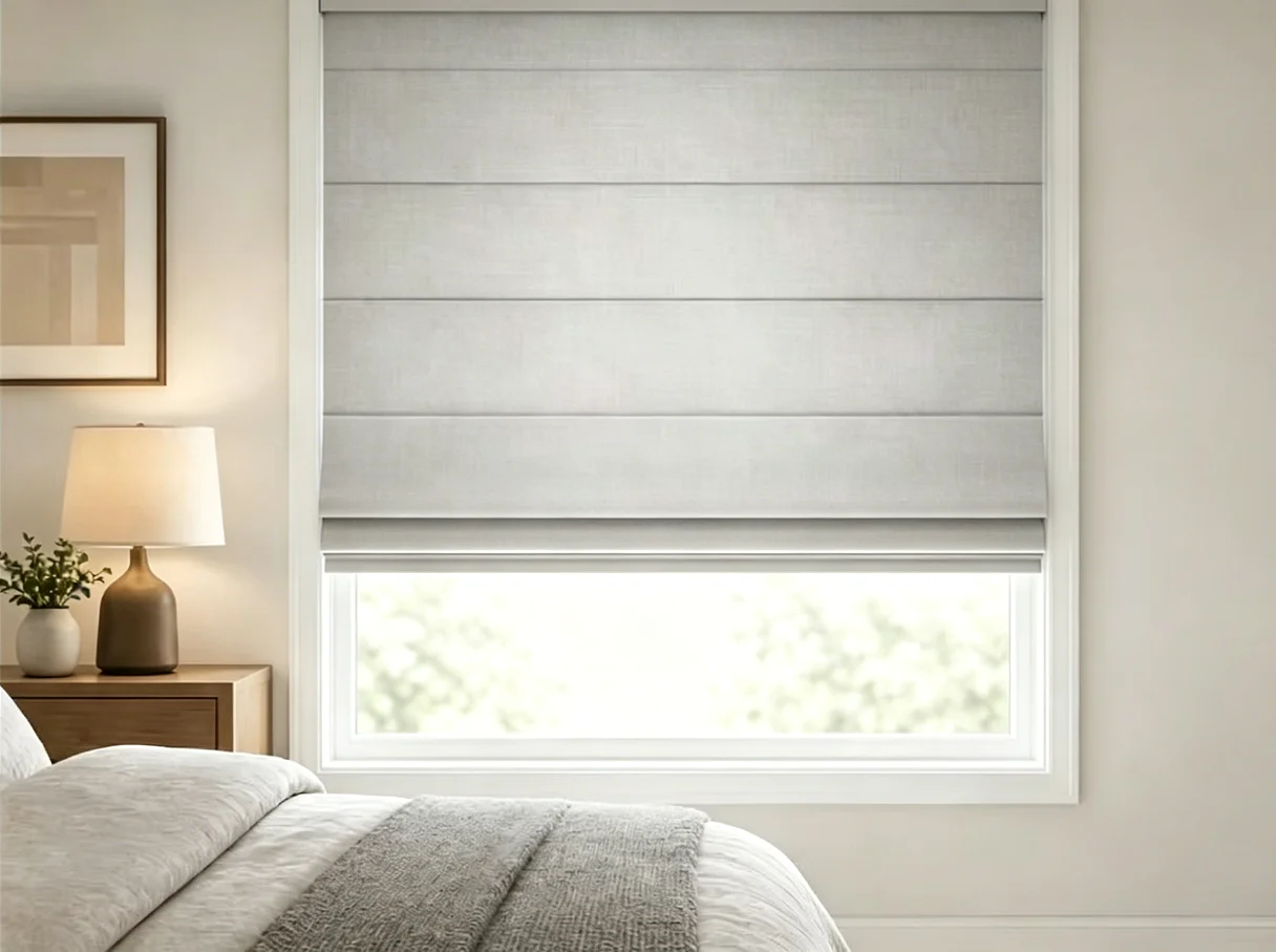 Hot Selling Custom Size 100% Blackout Linen Fabric Cordless Roman Blinds For Windows
