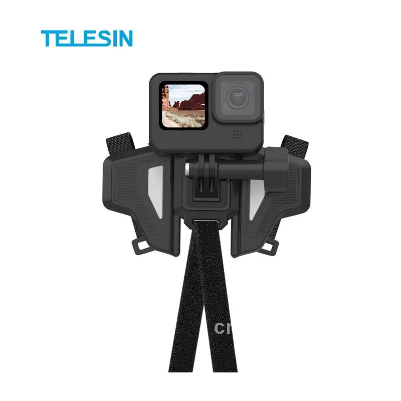 TELESIN Upgraded Motorcycle Helmet Bracket First Person Perspective Sports Camera Riding Shooting Accessories