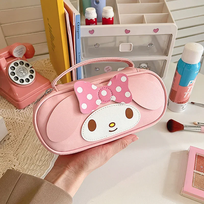 Sanrio Cinnamoroll Makeup Bag Kuromi Melody Cute Cosmetic Storage Bag Large Capacity Travel Wash Pouch Student Pencil Case Bag