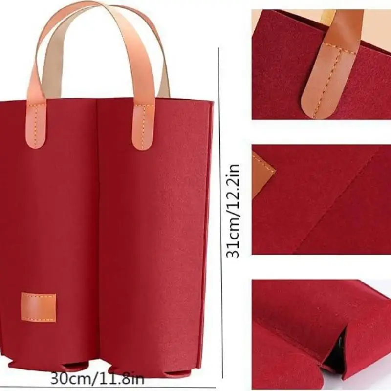1 Stück Weintasche aus Filz, isolierte Tragetasche für eine Flasche, gepolsterte Weinkühltasche, Geschenk für Weinliebhaber oder Hochzeit. – Detail 4