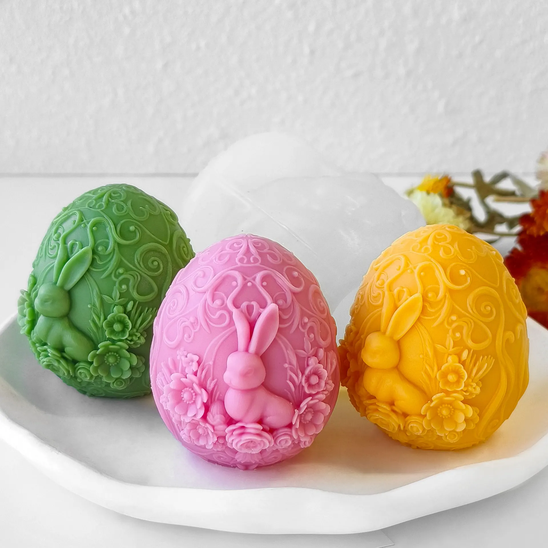 3D Easter Bunny Egg Candle Silicone Mold Handmade Gifts Plaster Resin Ornaments Mould