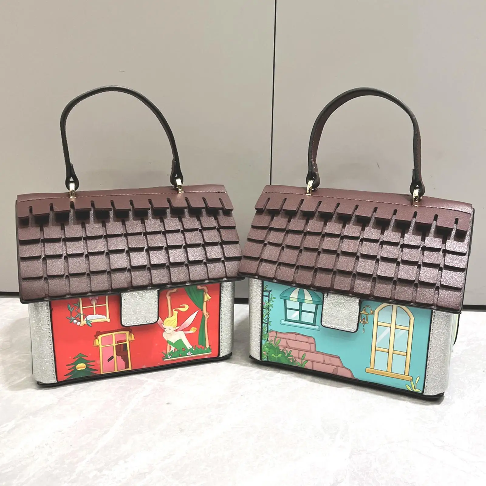 

House Shaped Crossbody Bag Women Shoulder Bag Pouch Cute PU Leather Purse