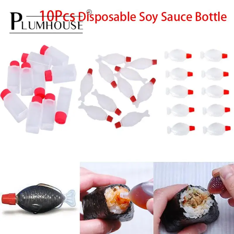 10Pcs 4ml Fish Shaped Soy Sauce Disposable Sauce Bottle Rice Ball Sushi Bottle Vinegar Bottle School Lunch Picnic Travel Hiking