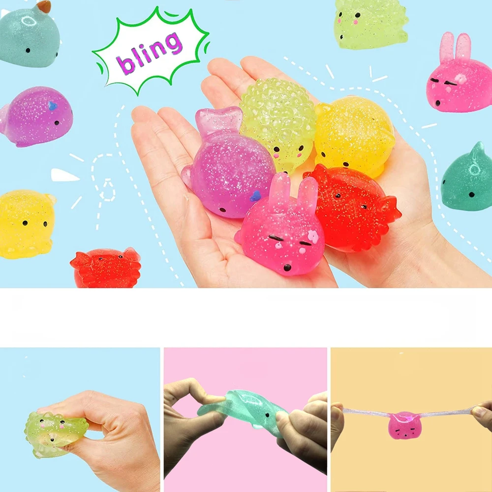 8Pcs Random Animals Kawaii Squishies Mochi Squishy Toys Mini Stress Relief Toys for Kids Party Favors Classroom Prizes Gifts