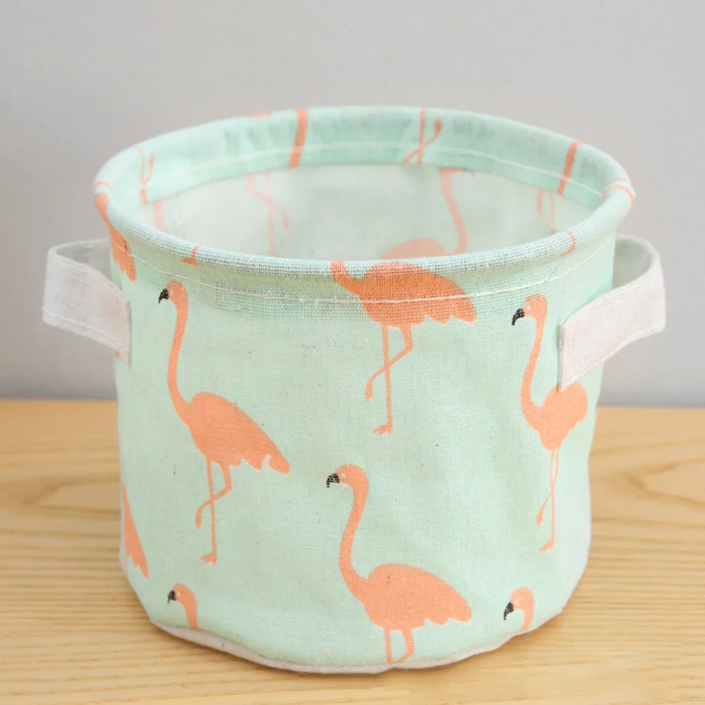 

2Pcs Waterproof Storage Basket Cotton Linen Foldable Desk ganizer Shelves Baskets Round Key Mini Cute Small Storage Box Gift