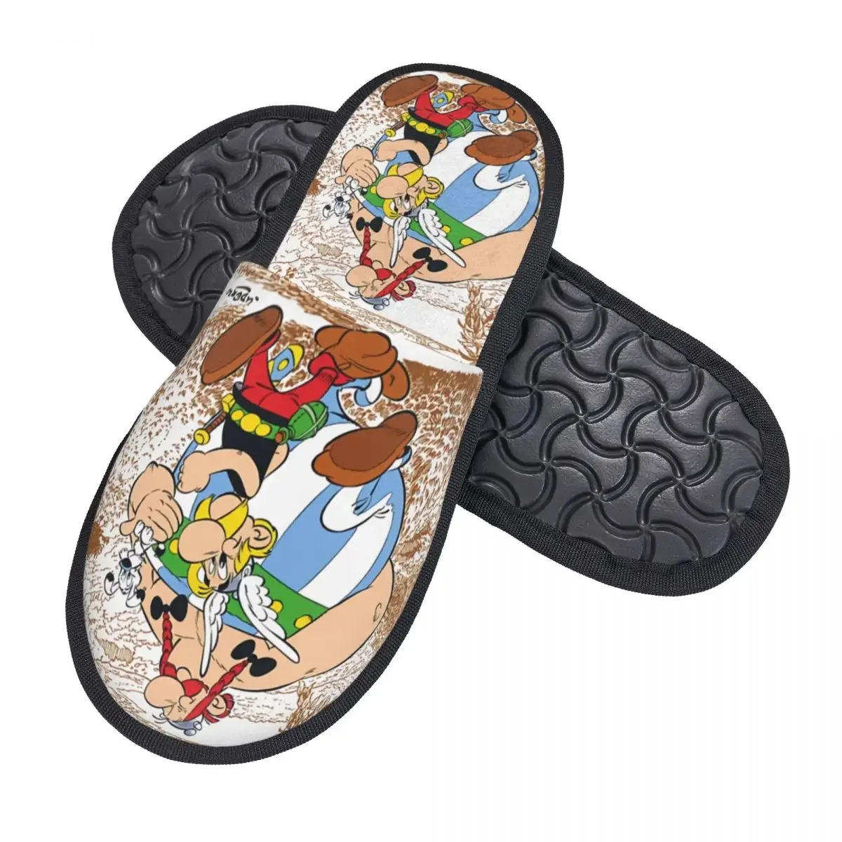 Custom Print Women Asterix And Obelix House Slippers Cozy Warm Cartoon Memory Foam Fluffy Slipper Indoor Outdoor Shoes