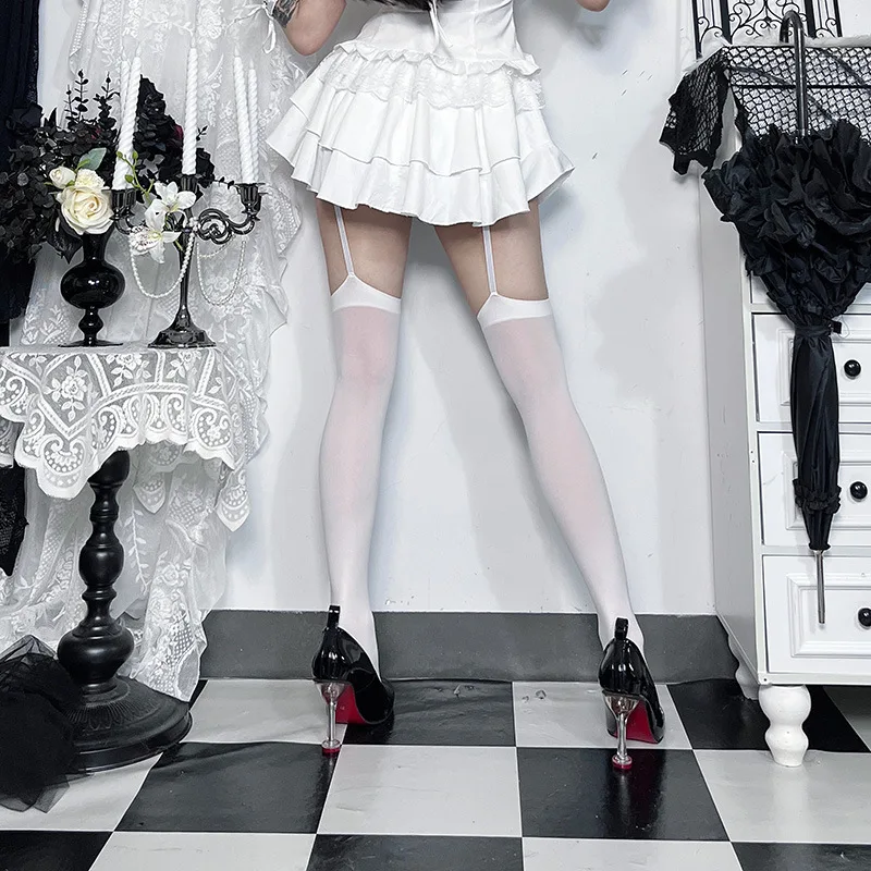Goth Dark Fashion Gothic Kniehohe Strümpfe Sexy Grunge Y2K Frauen Ultradünne Oberschenkelstrümpfe Socken Harajuku Lolita Strumpfhalterstrümpfe