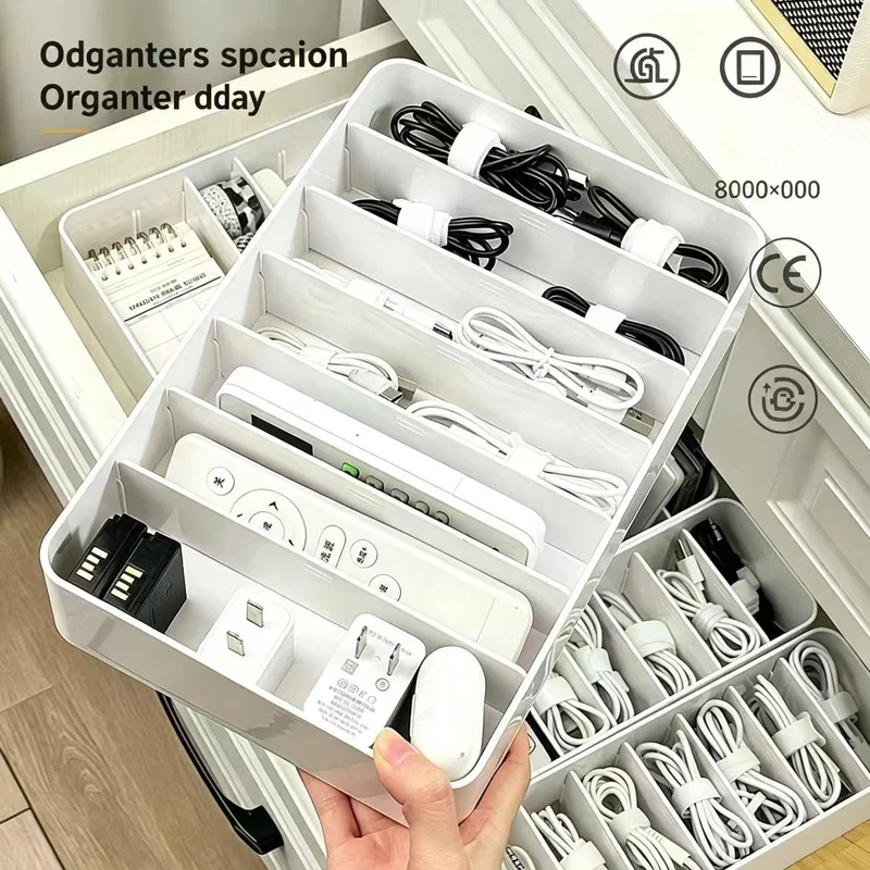 Multi Functional Farewell To Cluttered Desktop Plastic Storage Box Data Cable Headphone Charger Remote Control Organizing Box