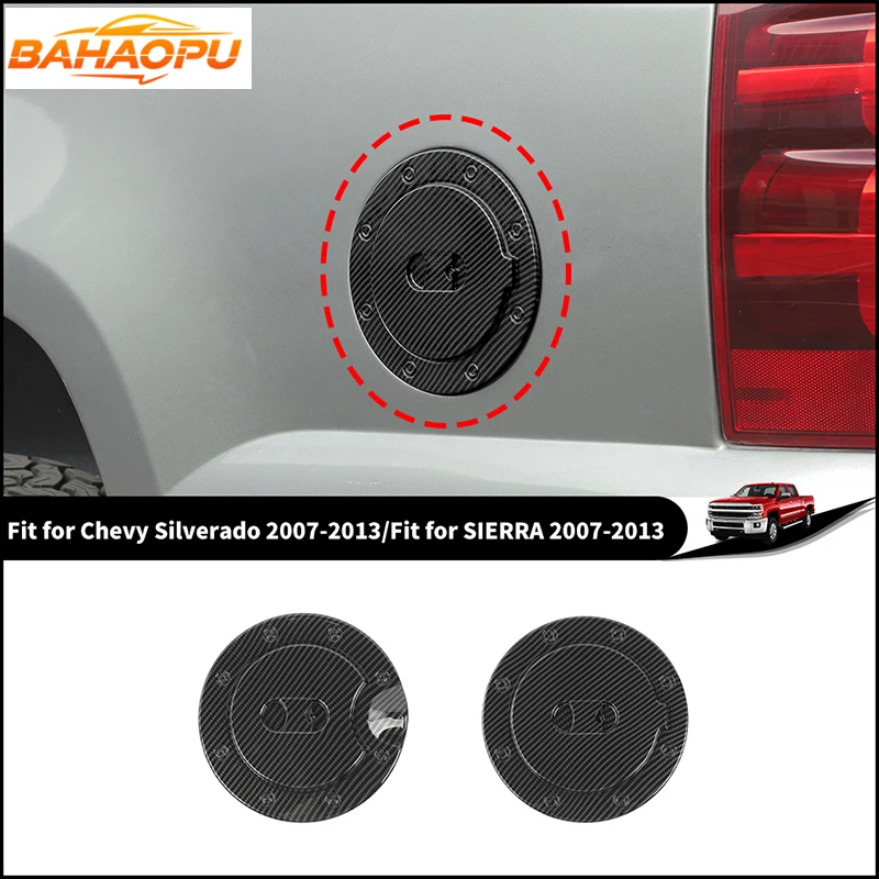 

BAHAOPU Carbon Fiber Look Car Fuel Tank Cap Decoration Cover For Chevrolet Silverado/GMC-SIERRA 2007-2013,Exterior Accessories