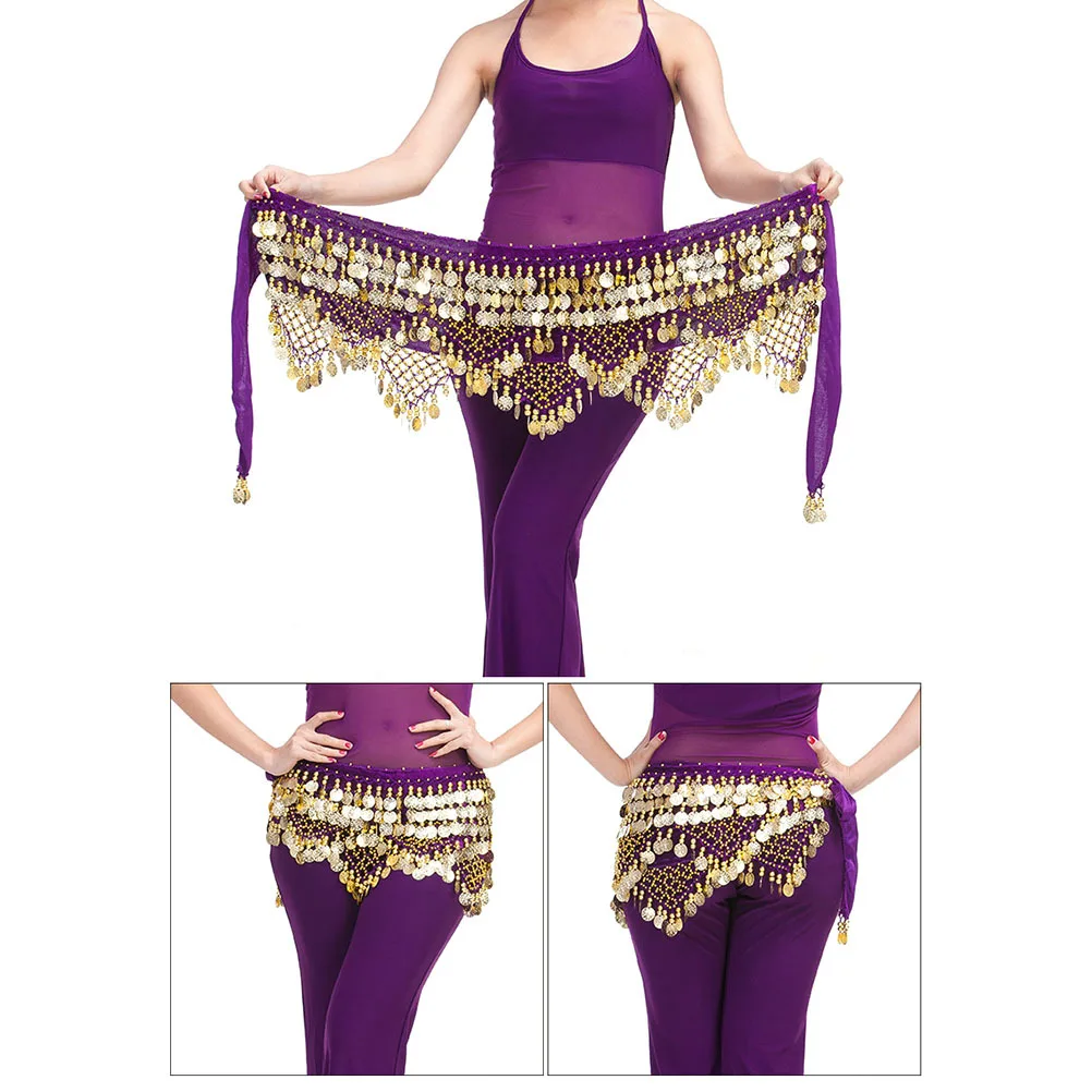 허리 체인 여성 보헤미안 벨리댄스 벨트 수제 금색 구슬 동전 힙 스카프 랩 쉬폰 댄스 액세서리