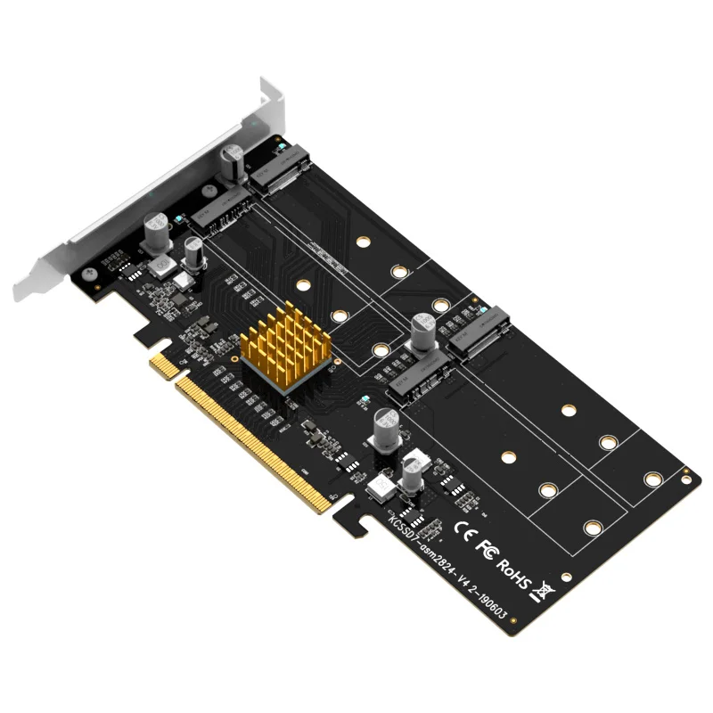 MAIWO PCIe 3.0 Gen3 x 4 to 4 x NVMe M.2 SSD Expansion Adapter Card With Full Bracket Profile Computer Hardware