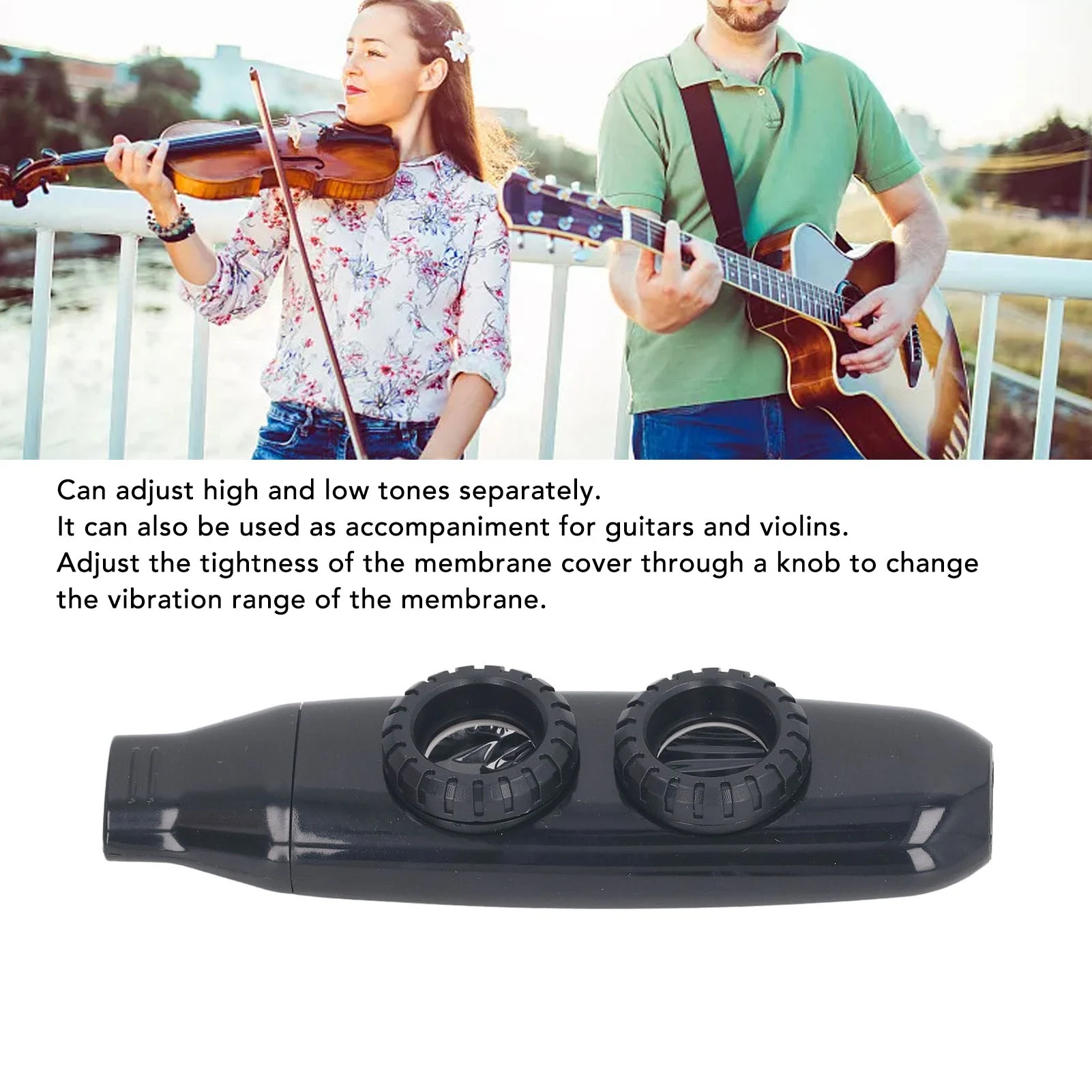Kazoo Flute Dual Hole Flute Adjustable Musical Wind Instrument with Diaphragm for Playing Performance Kazoo Flute with Diaphragm