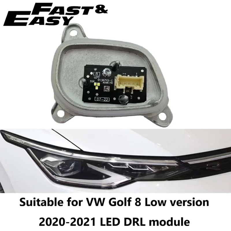 Aftermarket New 5H0 998 478 5H0 998 478A 5 Pin Plug LED DRL Module Daytime Running Light Module for VW Golf 8 Low Version 2020-