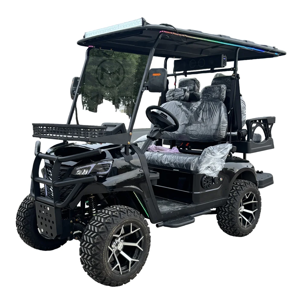 CE Approved Street Legal Personal Lifted Golf Carts Utility Solar Panels Adults Electric Golf Beach Buggy Hunting Cart 2024