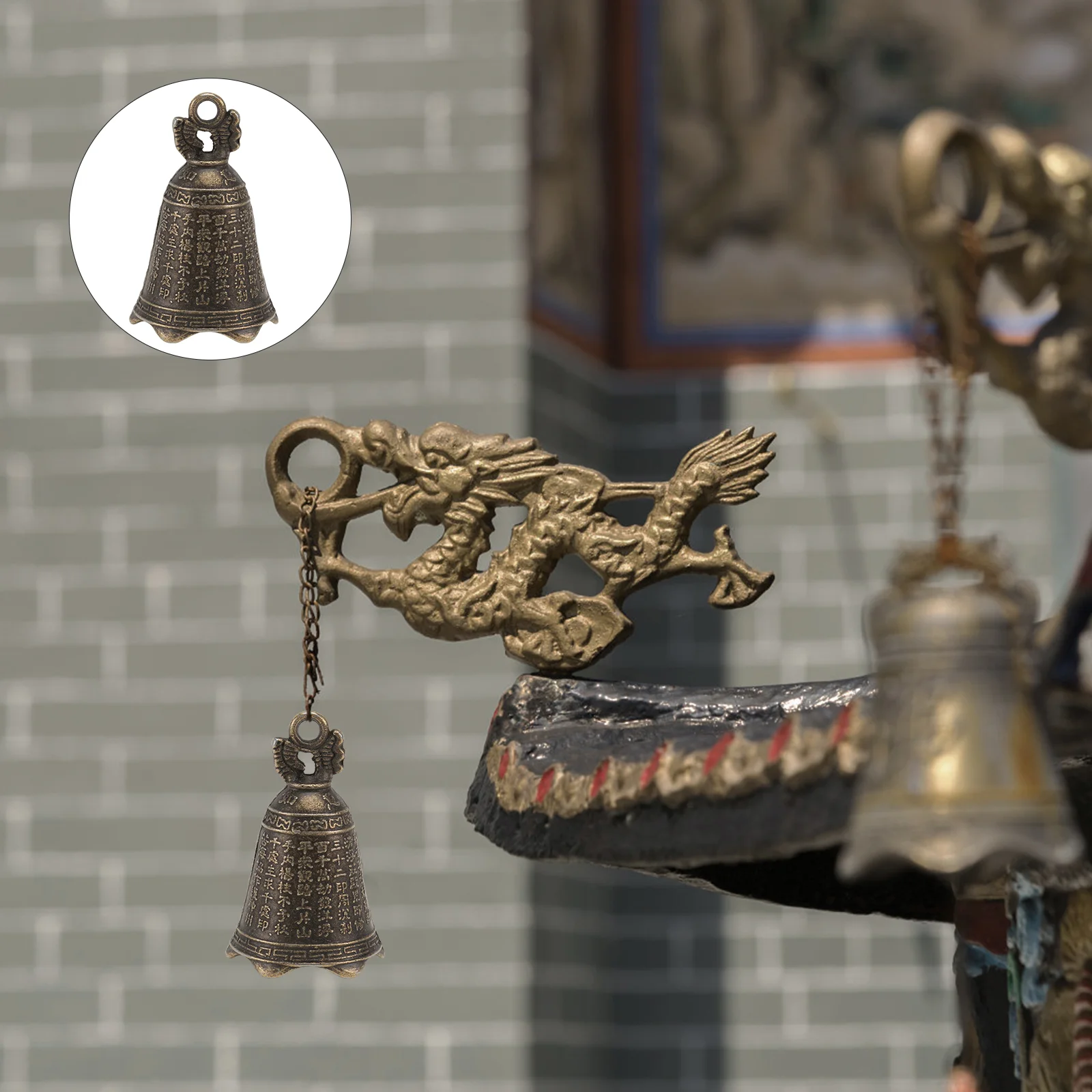 10 Pcs Wind Chime Accessories Retro Decor Vintage Dragon Clock Pendant Bell Ornaments Decorate Bronze