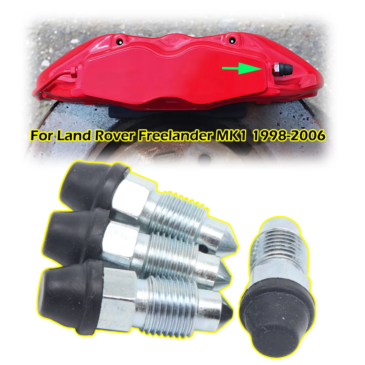 For Land Rover Freelander MK1 1998-06 Left Right Caliper Bleed Nipple Screw Kit Front Rear Bleeder Valves with Rubber Dust Caps