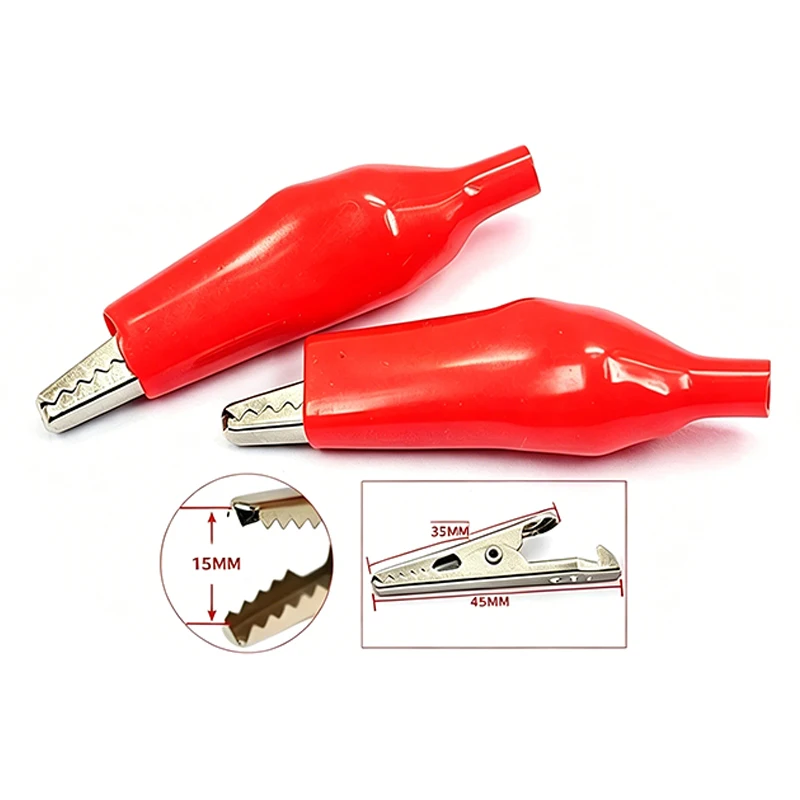 50PCS Large Red Nickel Plated Iron Alligator Test Clips Insulated Heavy Duty Circuit Test Crocodile Clamp Bulk Pack