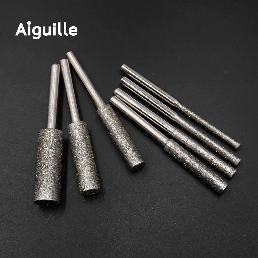 1pc 150# ultra-long Cylinder Diamond Grinding Bits 4-15mm Diamond grinding points Metal Abrasive bits jade stone grinding burr