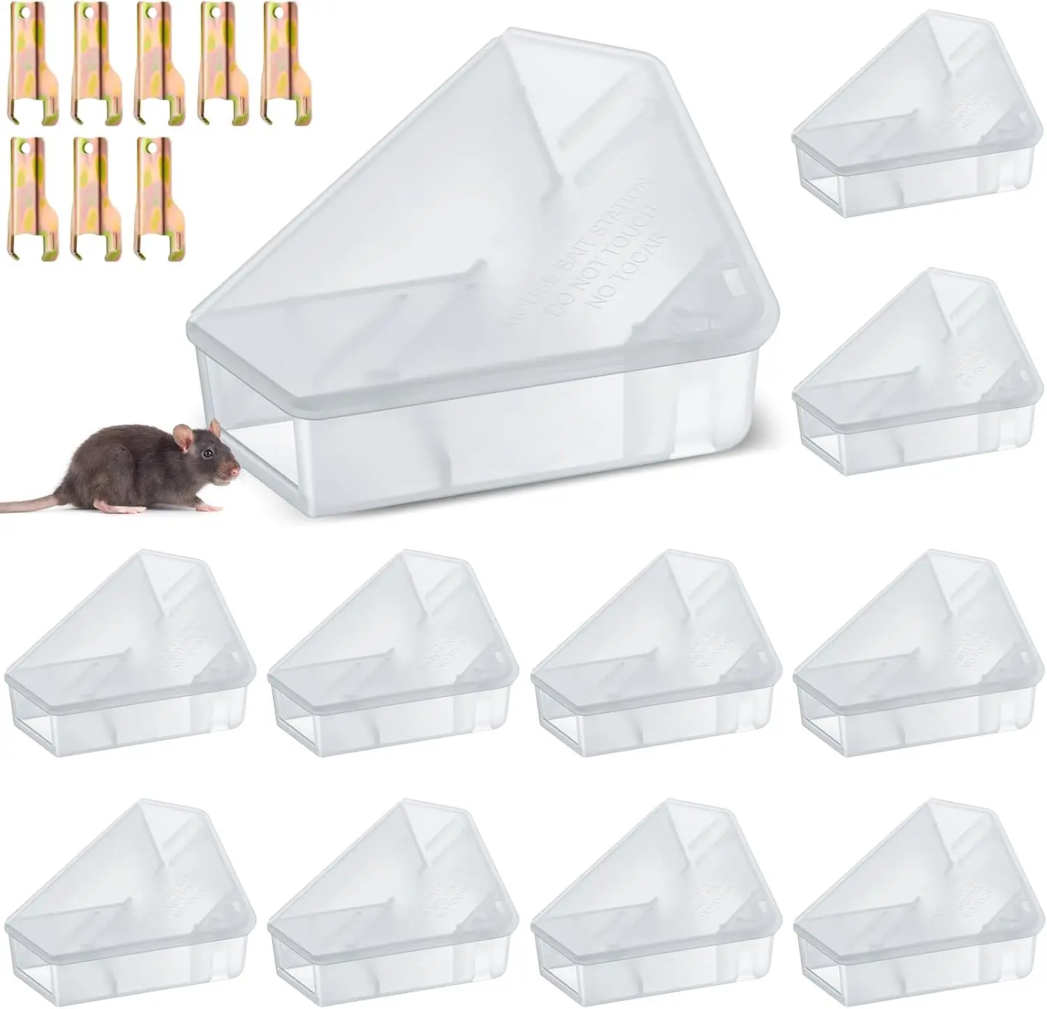 

12-Pack Reusable Mouse Bait Stations with Key Lock, Safe for Pets & Kids, Indoor/Outdoor Use