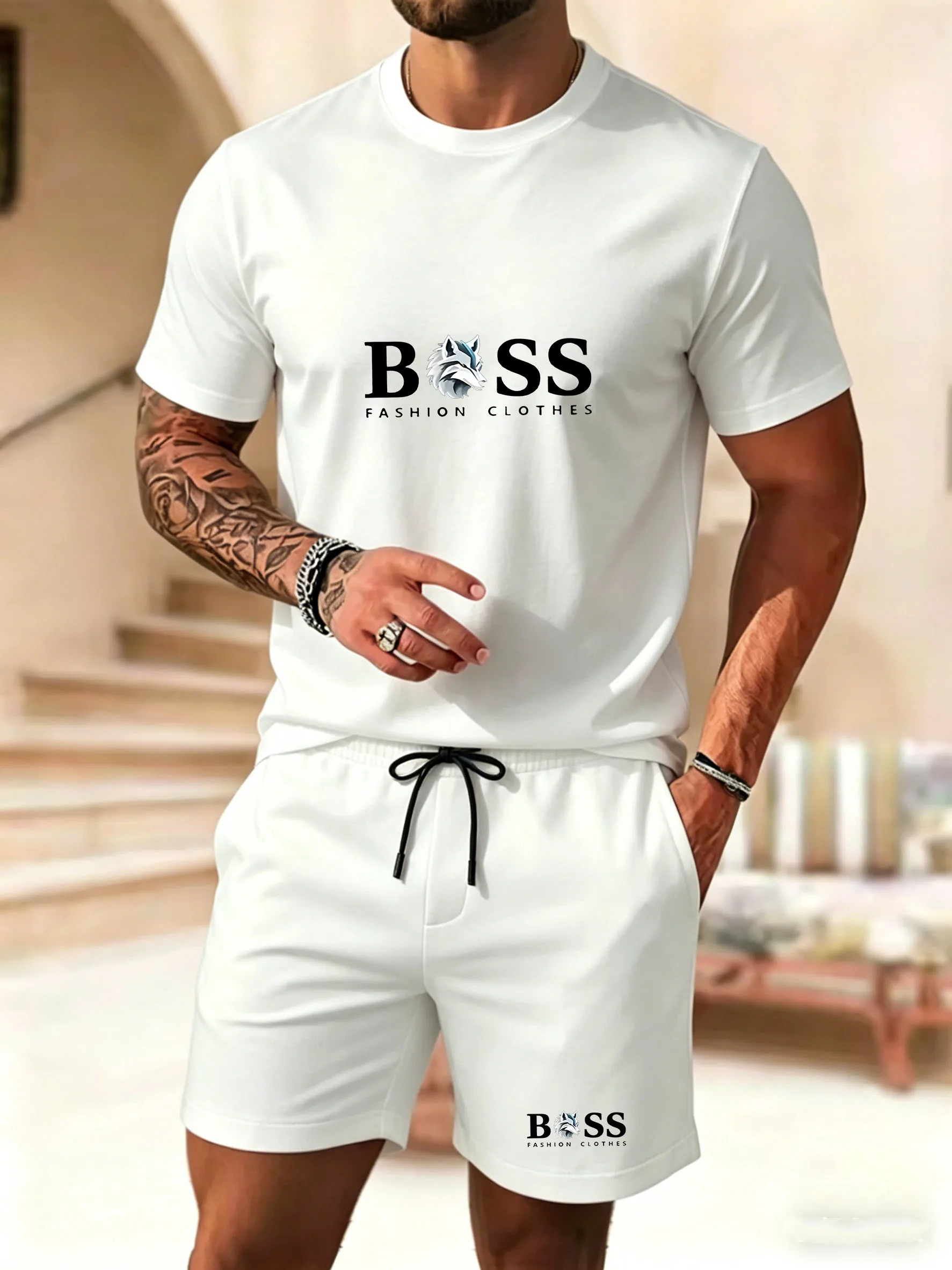 Men's two-piece sportswear short sleeved T-shirt and pants set running fitness sportswear 2026 summer promotion