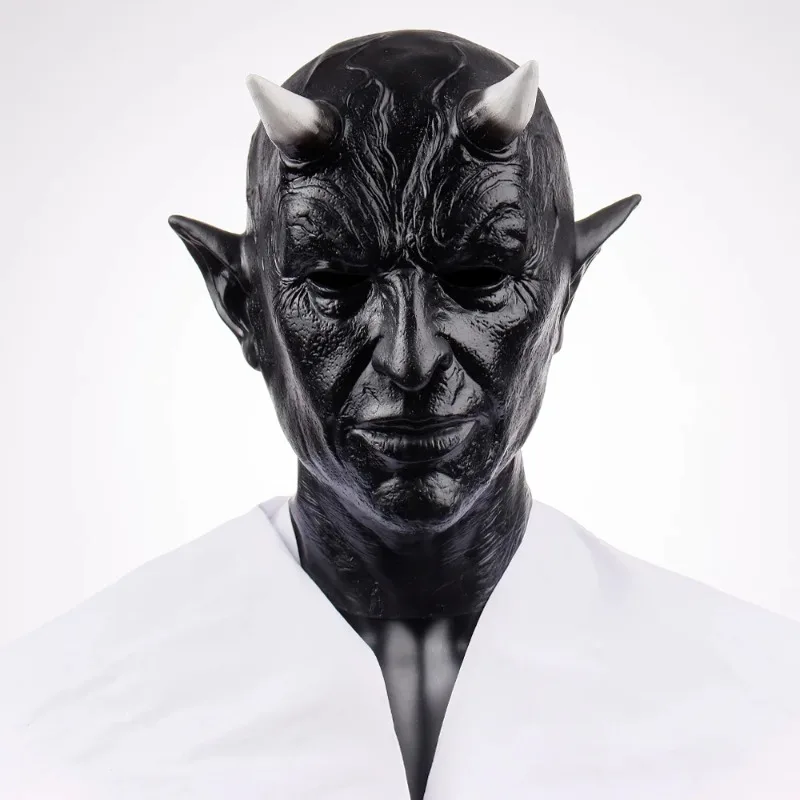 

Mephistopheles Demon Horn Mask Halloween Cosplay Horror Devil Killer Latex Helmet Masquerade Carnival Party Costume Props