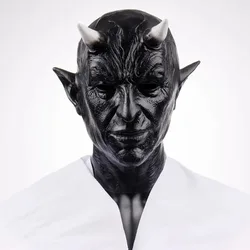 Mephistopheles máscara de cuerno de demonio, Cosplay de Halloween, Horror, casco de látex, asesino del diablo, mascarada, fiesta de carnaval, accesorios de disfraces