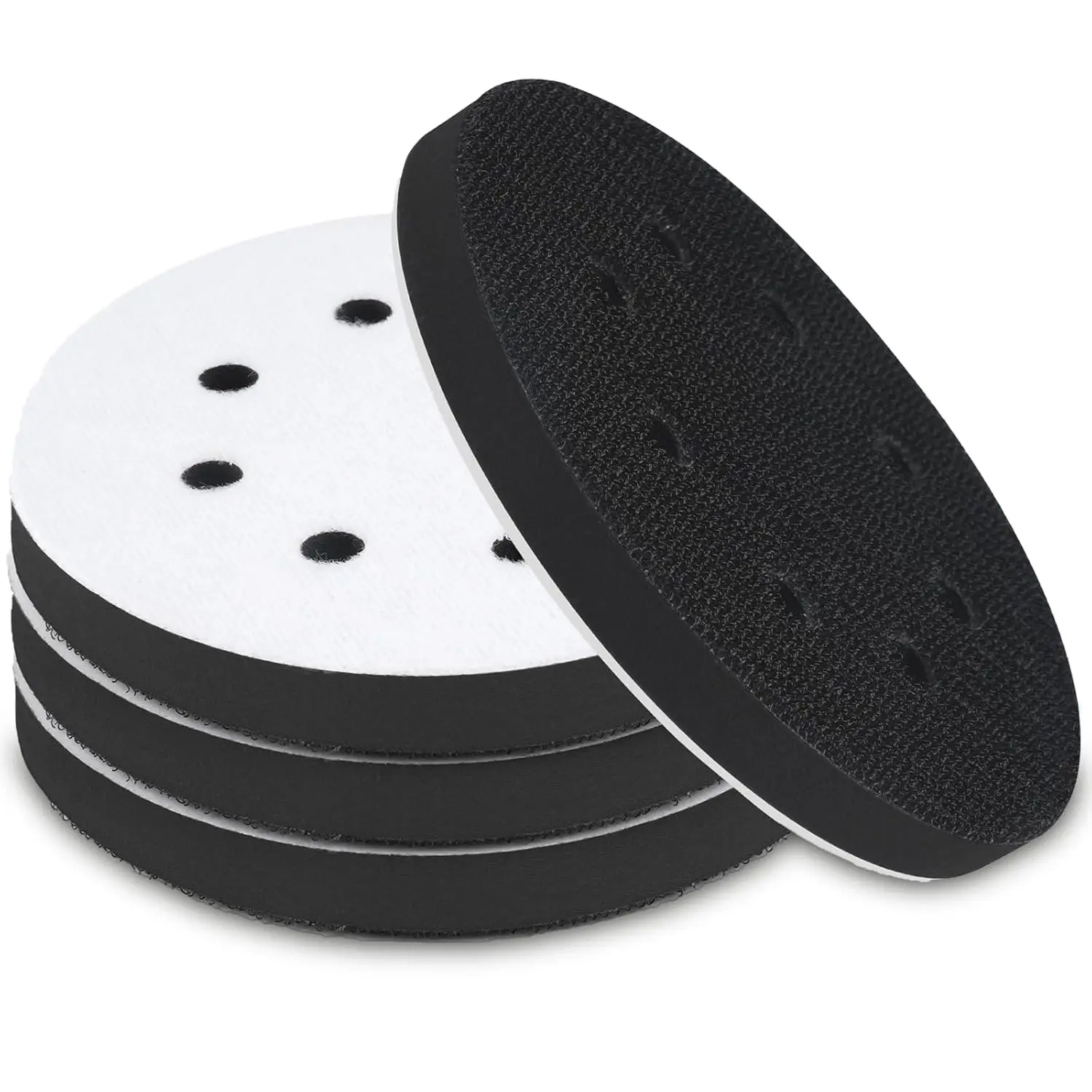 

4 Pack 5 Inch 8 Holes Foam Sanding Pads, Hook and Loop Sponge Cushion Buffer Backing Pad for Orbital Sander