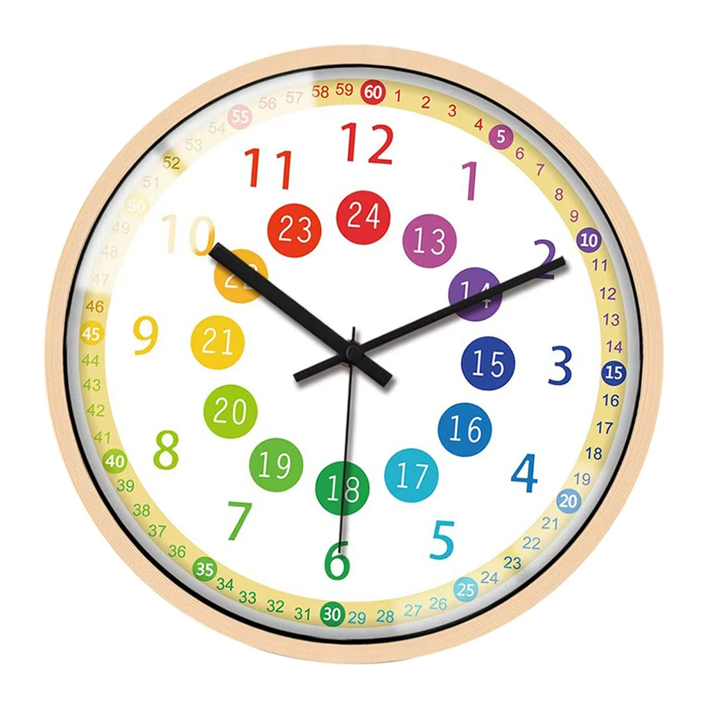 Colorful Wall Clock Classes Room Battery Operated Tell Time
