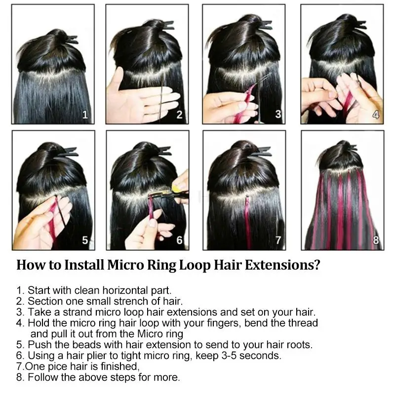 MRS HAIR Micro Loop estensioni dei capelli umani facile da installare a casa estensioni dei capelli Micro Loop biondo marrone nero dritto 50 g/pacco