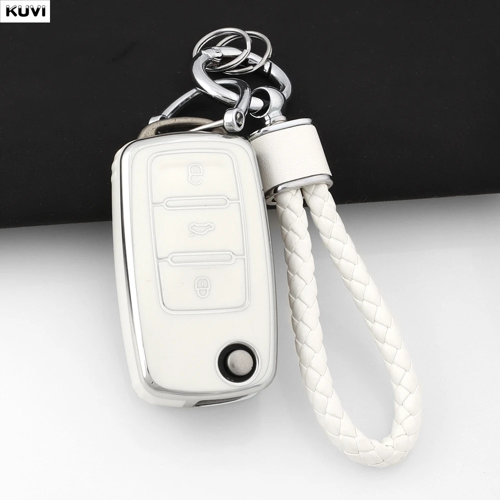 3 Buttons TPU Car Remote Key Cover Case For Volkswagen VW Bora Polo Tiguan Jetta Passat B5 B6 B7 Golf Beetle For Skoda Octavia view 3