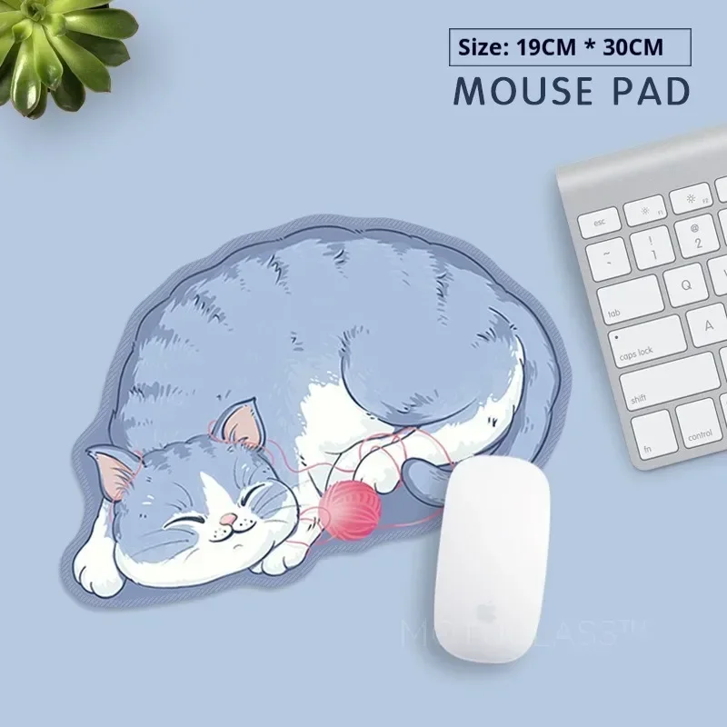 Small Orange Cat Mouse Pad Cute Non-Slip Lock Edge Wrist Rest Soft Desk Mat for Laptop Students Girls Creative Use