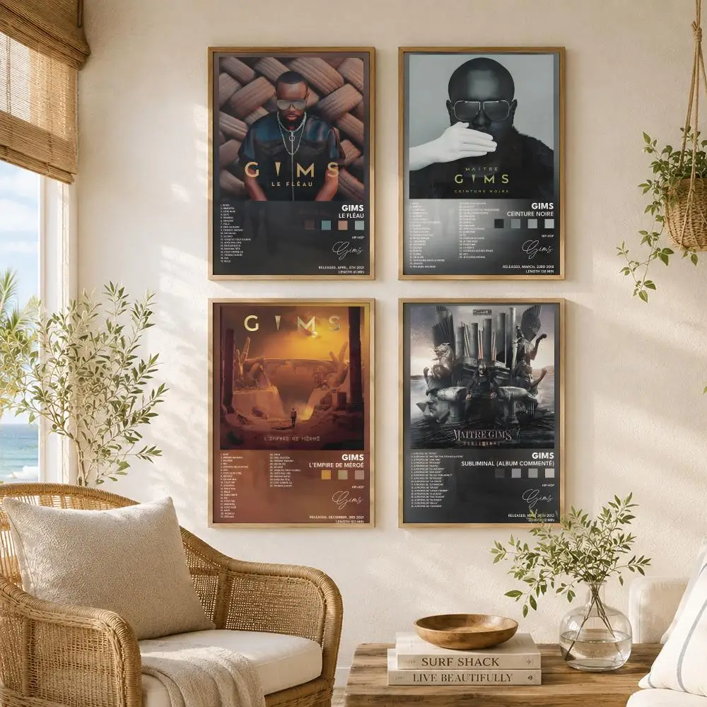Rapper Singer G-GIMS Painting Calligraphy High-Quality Canvas Wall Mural Crease-Free For Living Room Bedroom Interiors