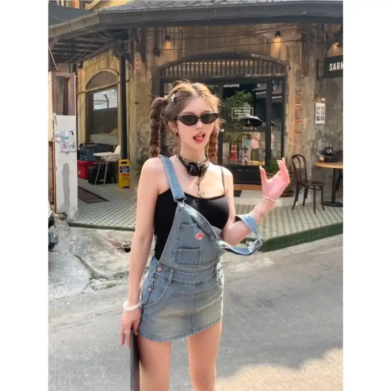 Japanse Kawaii Jean Strap Mini Dress Vrouwen 2000S Vintage Y 2K Kleding Mouwloze Denim Jurk Koreaanse Zelfs Party Chique Bovenkleding