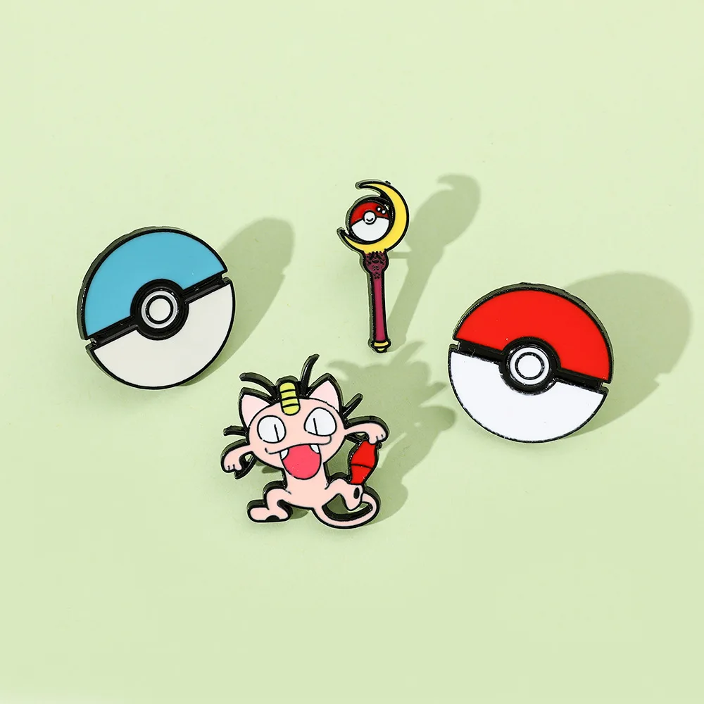 Meowth-broches de bola de Poke, alfileres de esmalte, accesorios de Cosplay bonitos, regalos para fanáticos